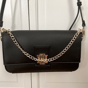 Black purse with chain and strap